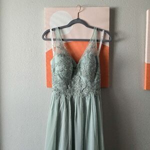 12 / L - AZAZIE "Amy" Bridesmaid Dress - Agave (sage green)